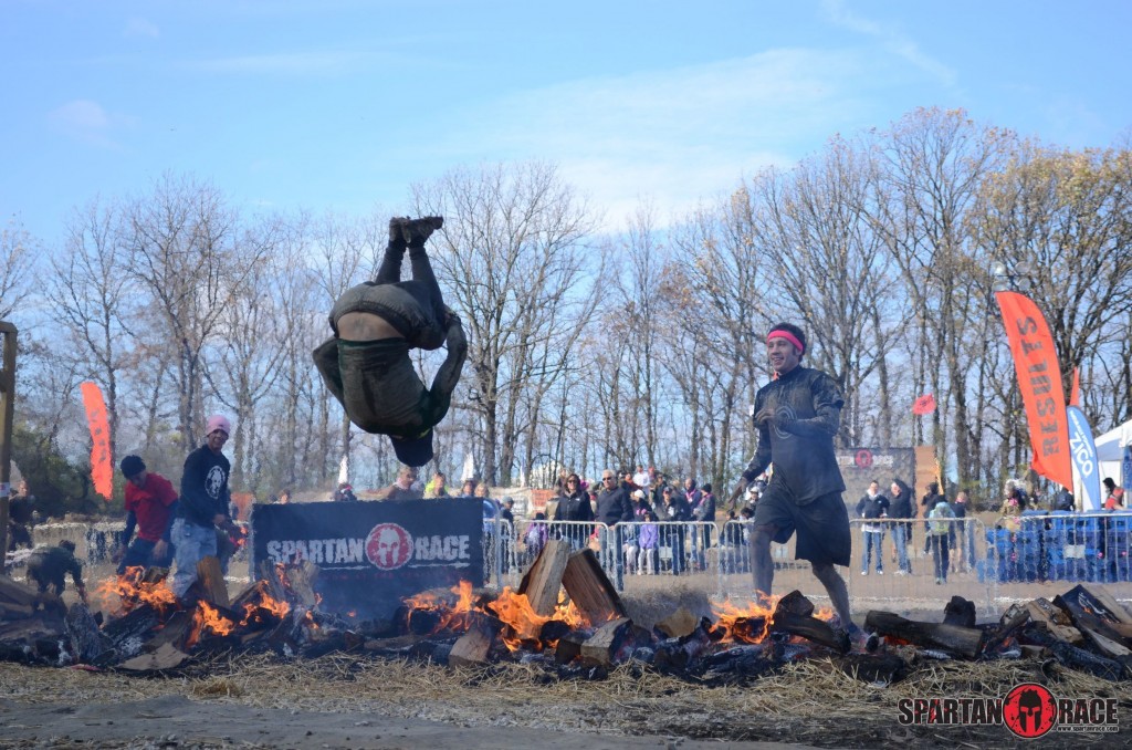 Front Flip over Fire at Spartan Race fire jump spartan race obstacle race