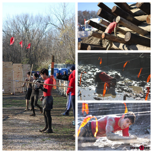 spartan midwest end obstacles spear throw, barbwire log climb
